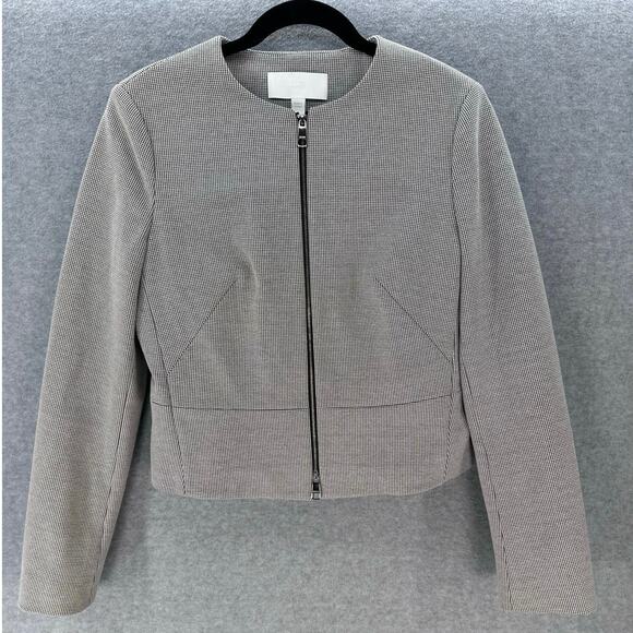 HUGO by Hugo Boss Womens sz 6 Jekalana Houndstooth Blazer Double Zip Modern Chic - Picture 1 of 12